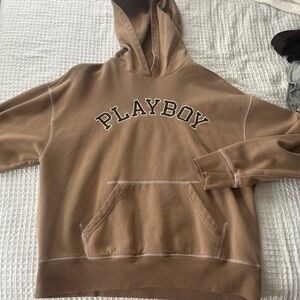 PLAYBOY by PACSUN Light Brown Fleece Hoodie SIZE SMALL